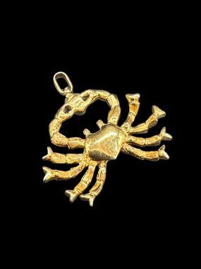 Gold Tone Crab Necklace Pendant or Charm Bracelet